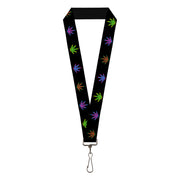 Buckle-Down Lanyard - Marijuana Leaf Repeat Black/Multi Color Lanyards Buckle-Down