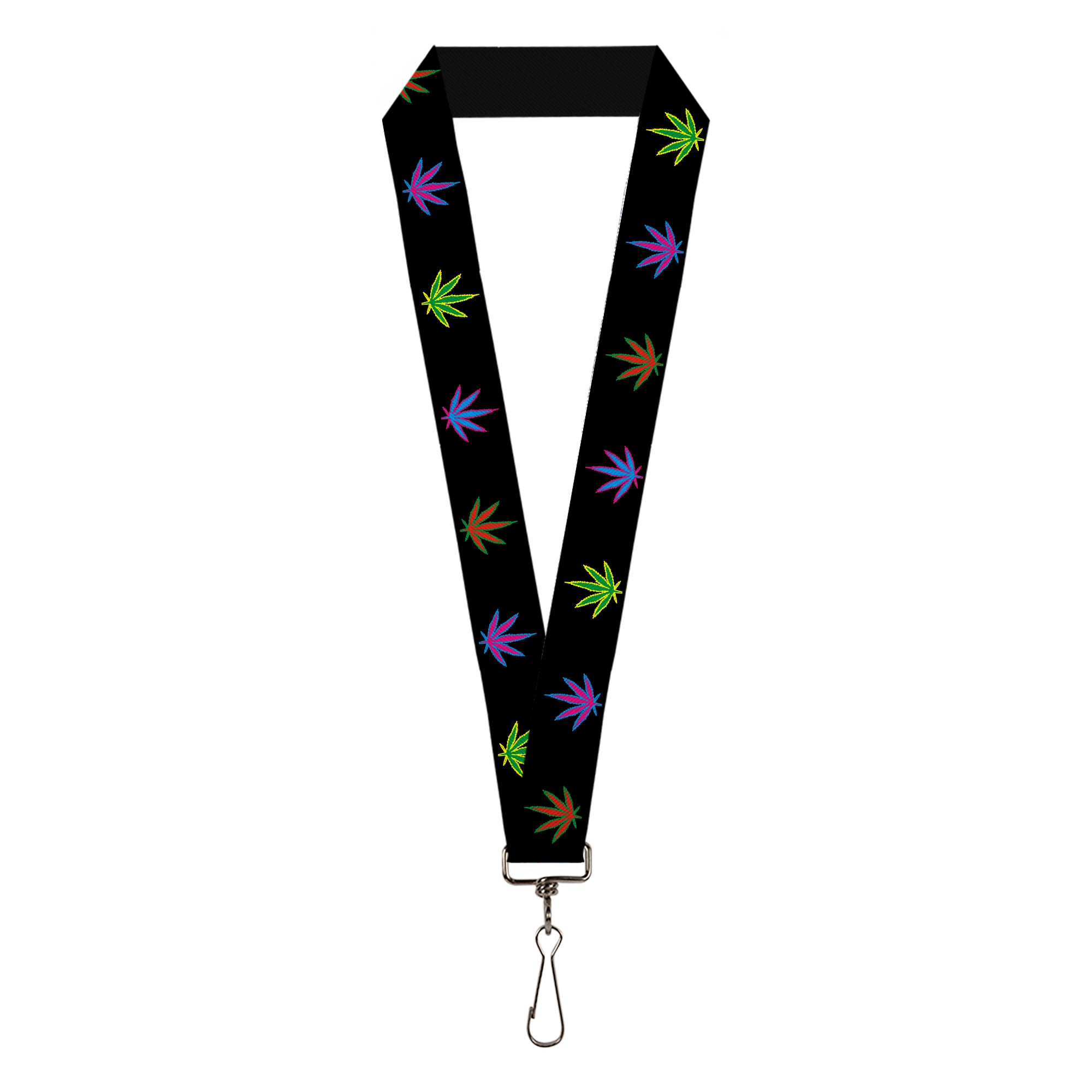 Buckle-Down Lanyard - Marijuana Leaf Repeat Black/Multi Color Lanyards Buckle-Down