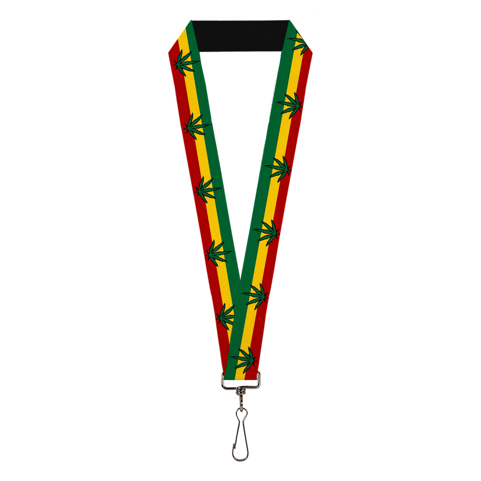 Buckle-Down Lanyard - Marijuana Leaf Repeat Rasta Lanyards Buckle-Down