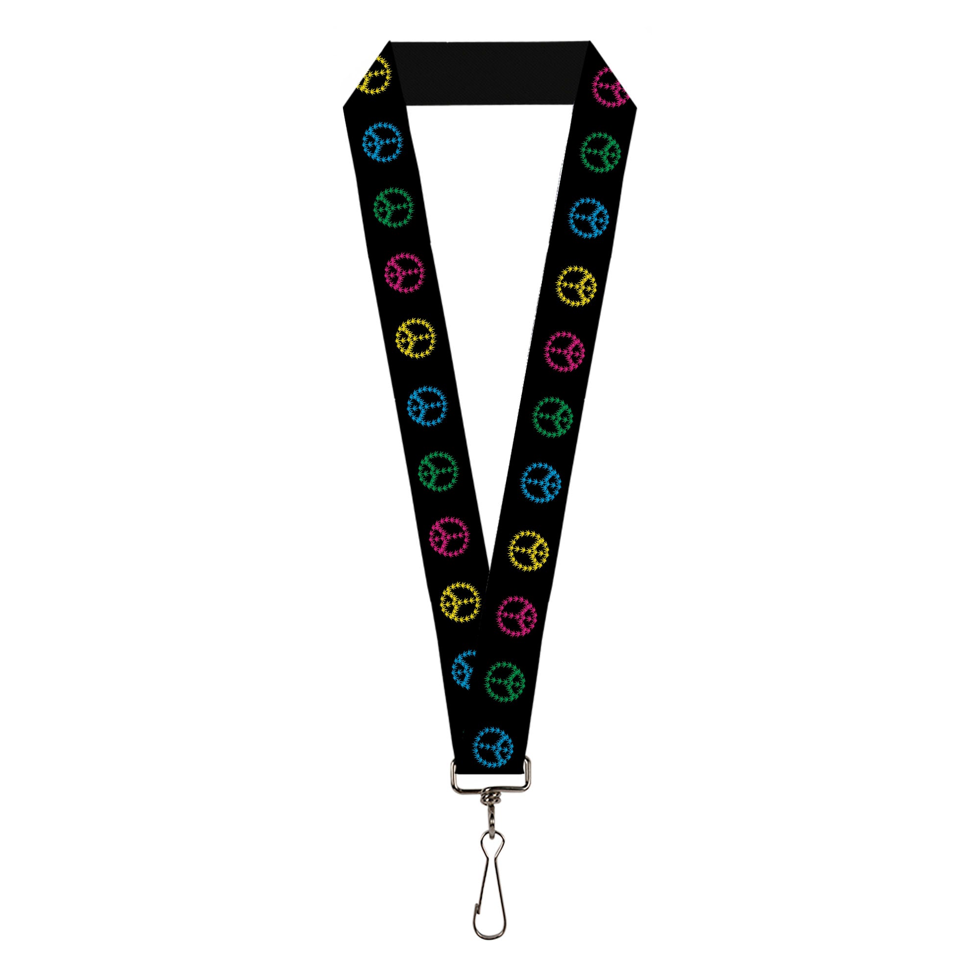 Buckle-Down Lanyard - Marijuana Peace Repeat Black/Multi Color Lanyards Buckle-Down