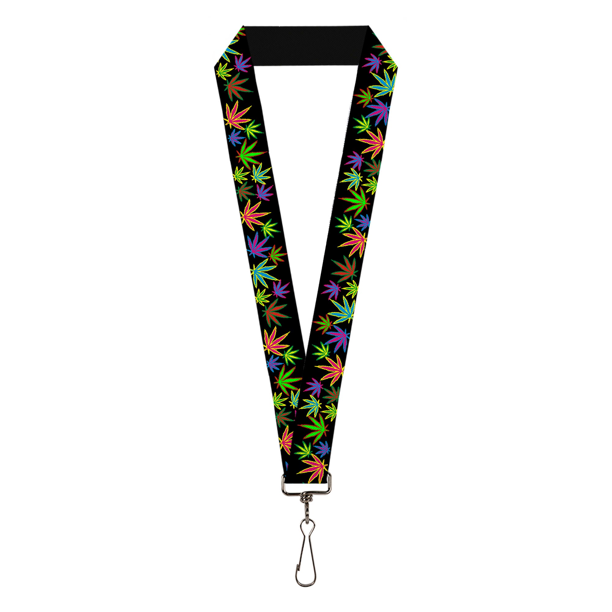 Buckle-Down Lanyard - Multi Marijuana Leaves Black/Multi Color Lanyards Buckle-Down