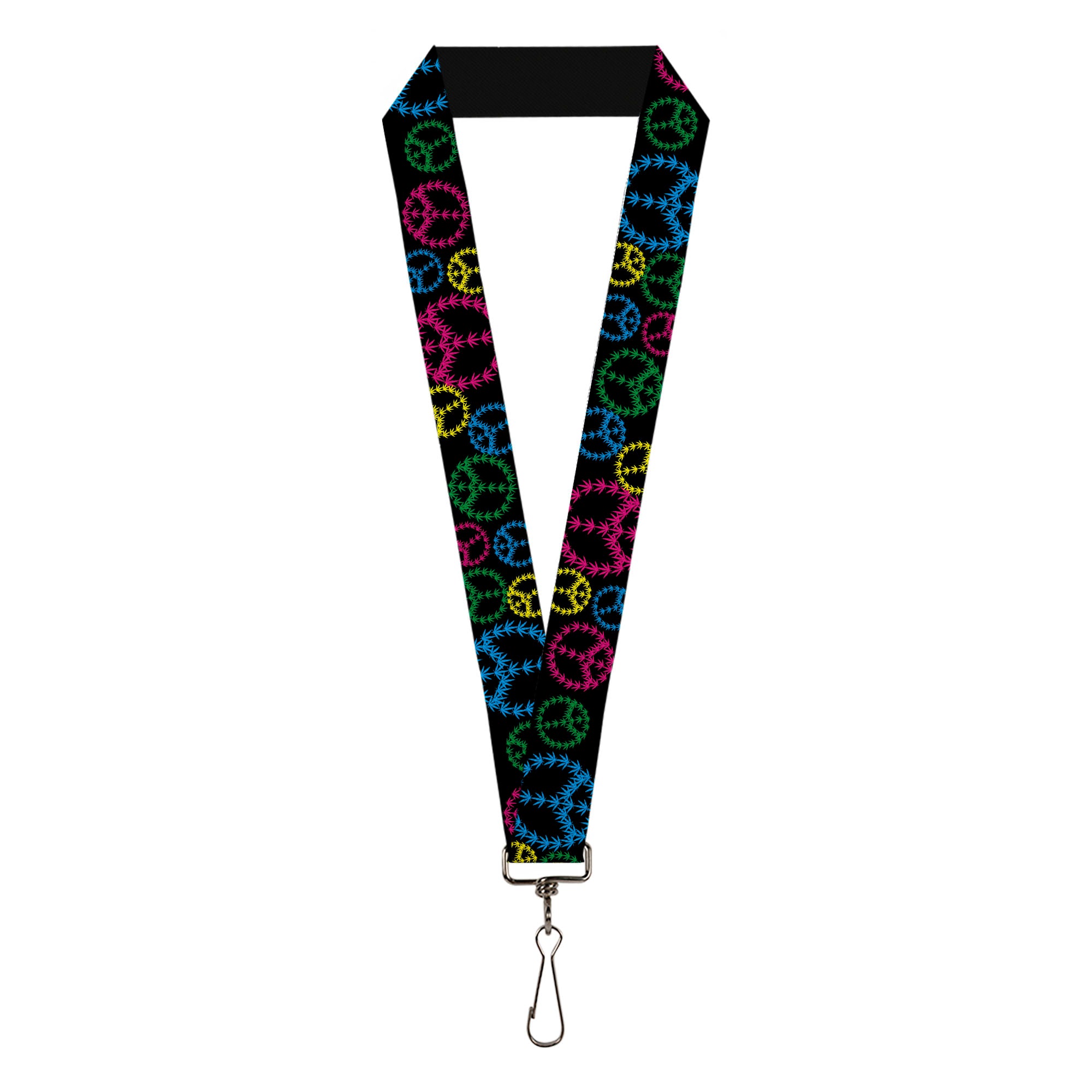 Buckle-Down Lanyard - Multi Marijuana Peace Black/Multi Color Lanyards Buckle-Down