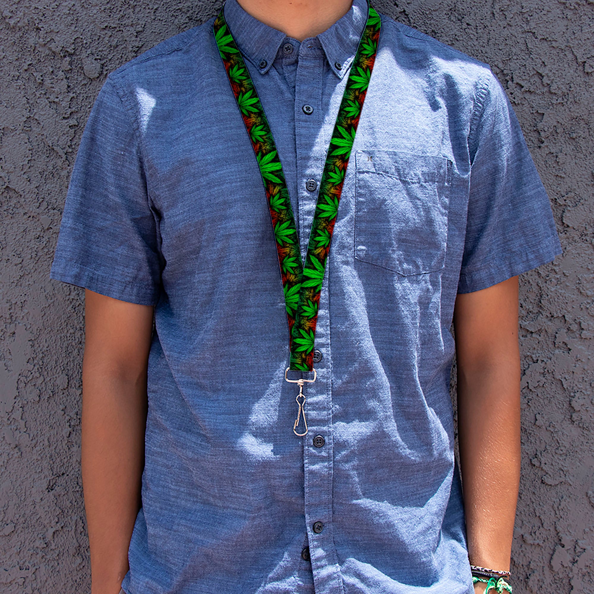 Buckle-Down Lanyard - Marijuana Haze Rasta/Black Lanyards Buckle-Down