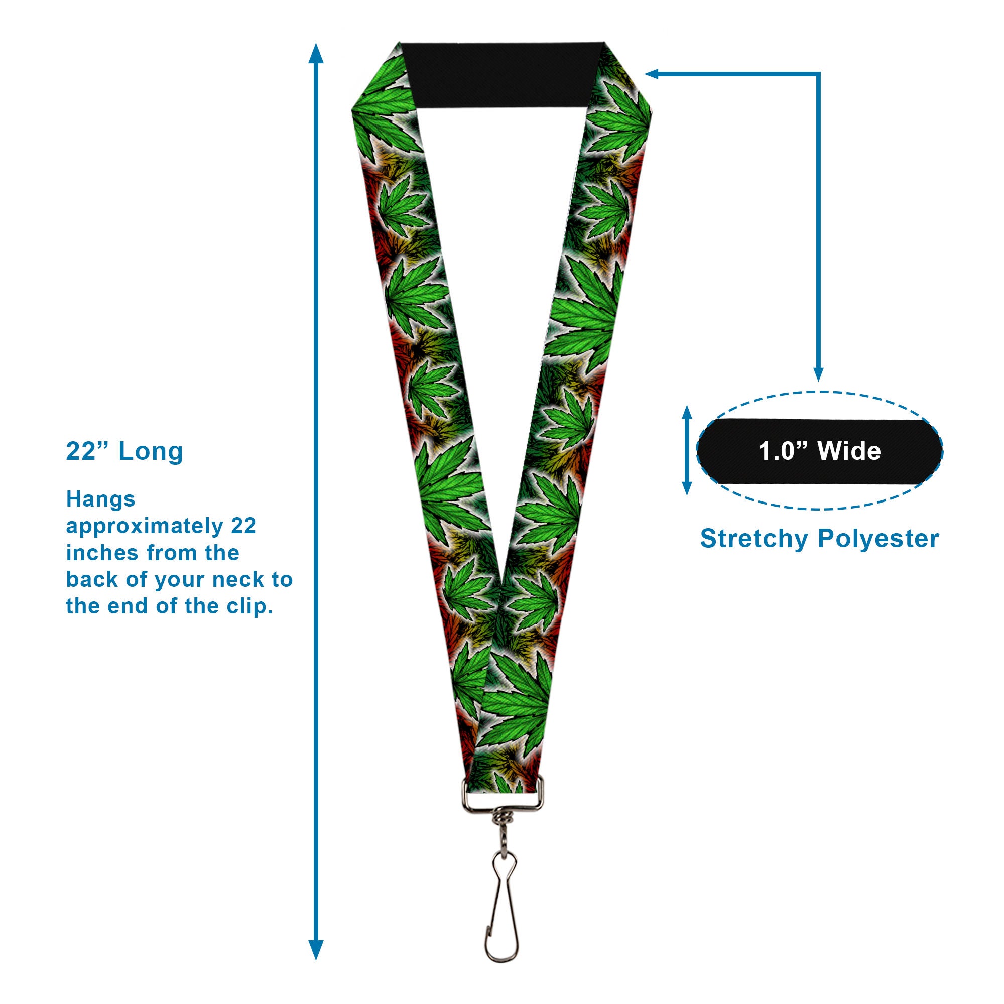 Buckle-Down Lanyard - Marijuana Haze Rasta/White Lanyards Buckle-Down