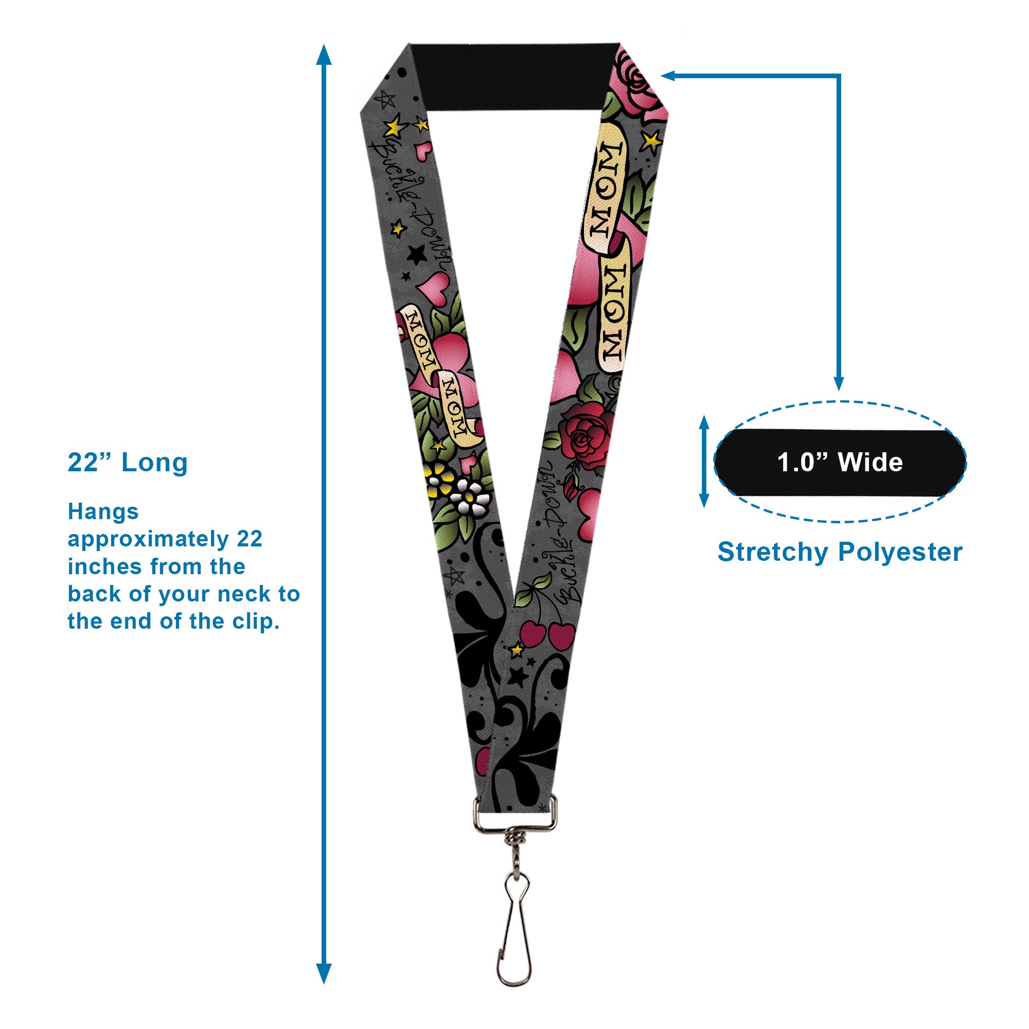 Lanyard - 1.0" - Mom & Mom Gray Lanyards Buckle-Down