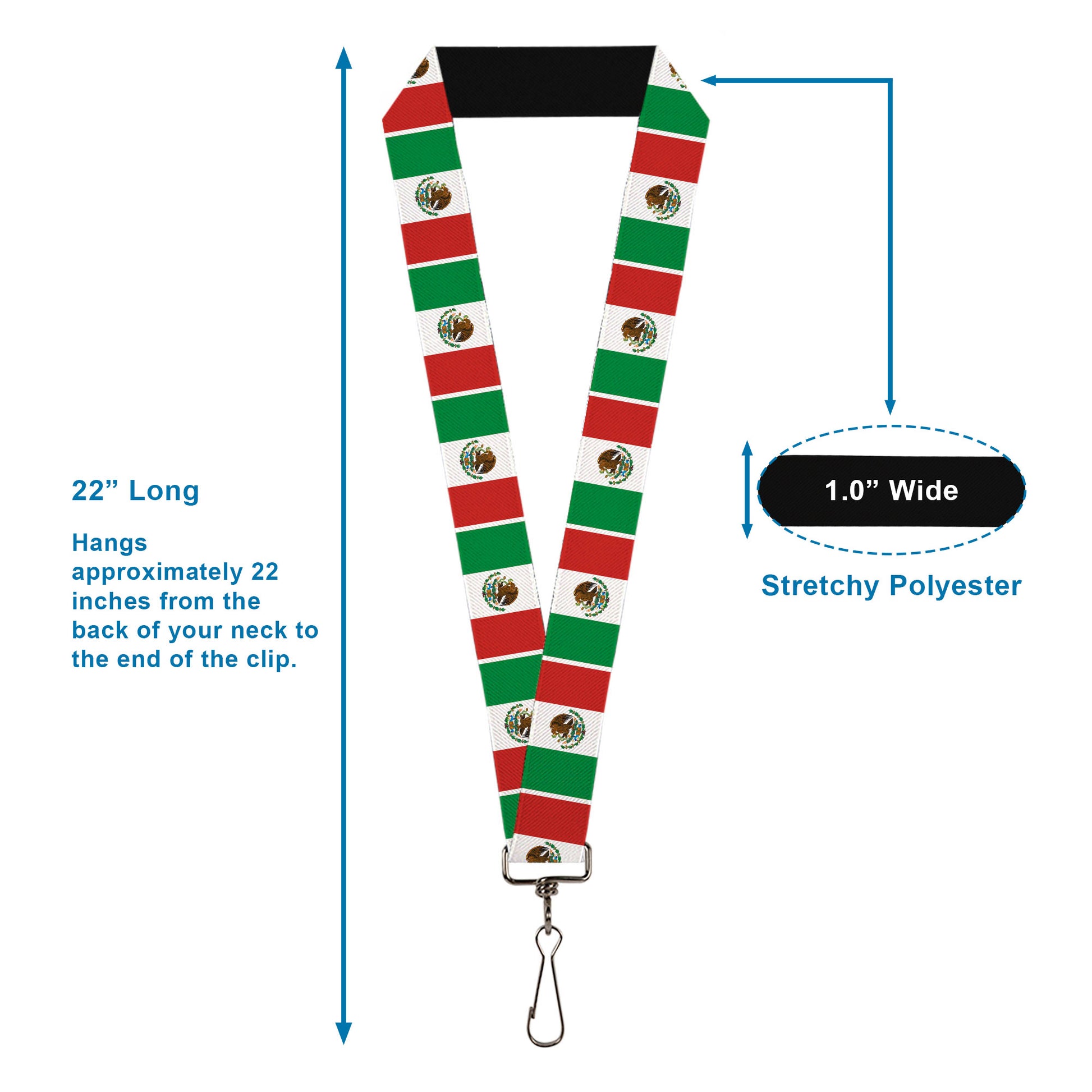 Lanyard - 1.0" - Mexico Flags Lanyards Buckle-Down