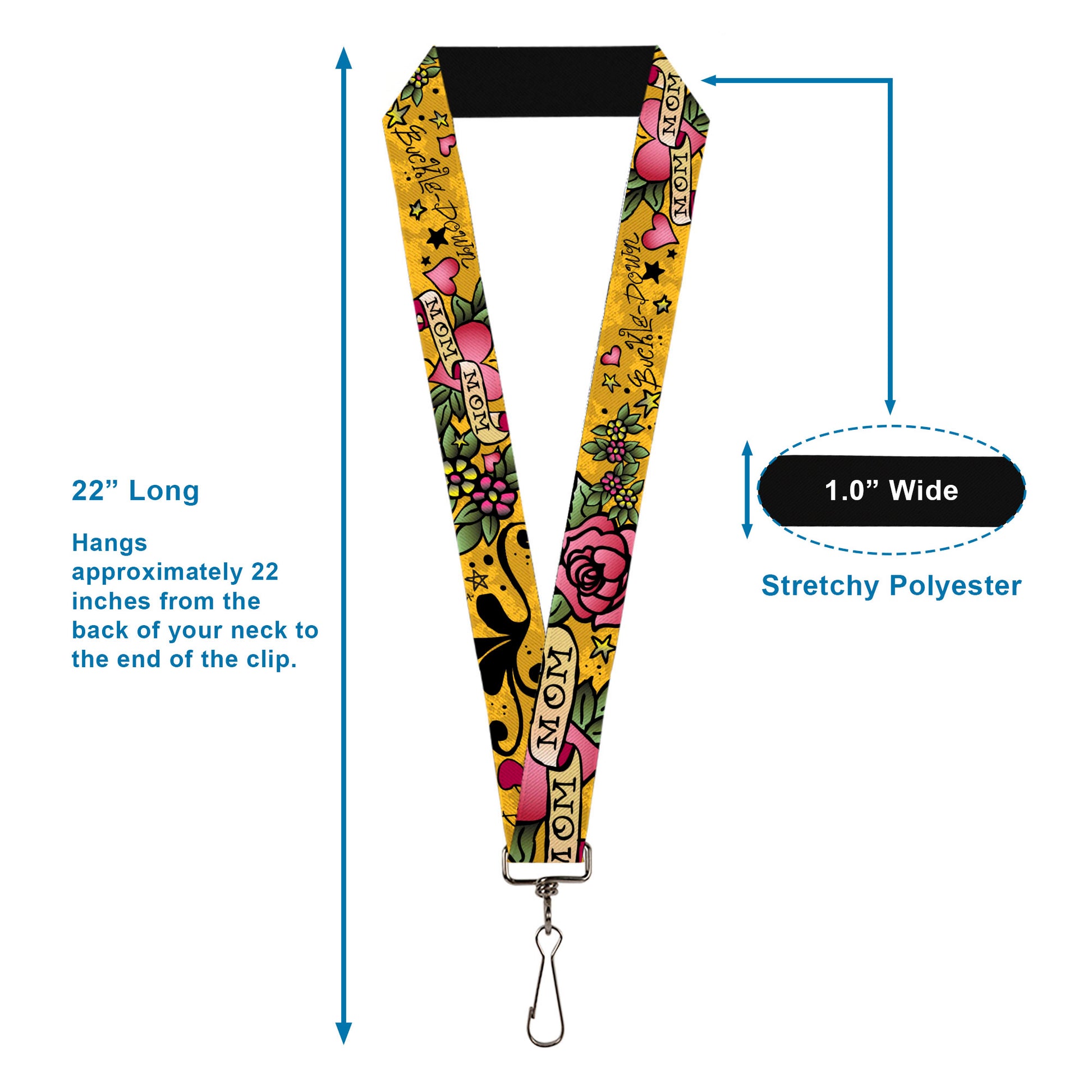 Lanyard - 1.0" - Mom & Mom Yellow Lanyards Buckle-Down