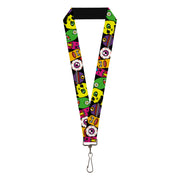 Lanyard - 1.0" - Monsters CLOSE-UP Black Lanyards Buckle-Down