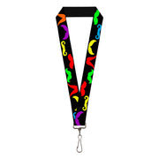 Lanyard - 1.0" - Mustaches Black Multi Color Lanyards Buckle-Down