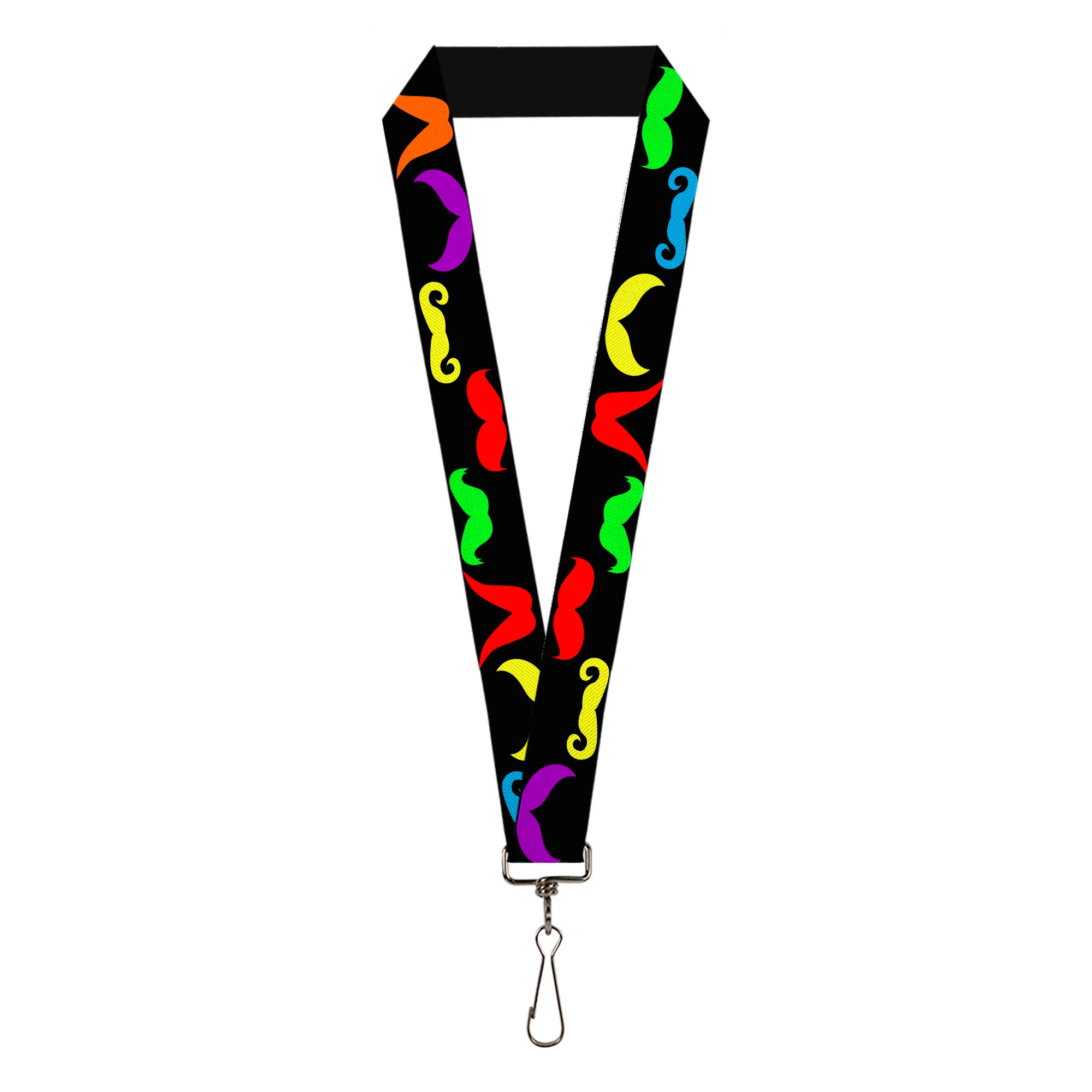 Lanyard - 1.0" - Mustaches Black Multi Color Lanyards Buckle-Down