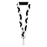 Lanyard - 1.0" - Mustaches White Black Lanyards Buckle-Down