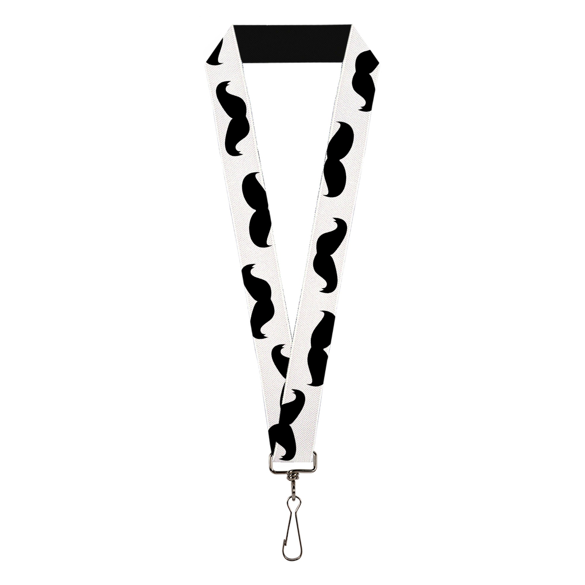 Lanyard - 1.0" - Mustaches White Black Lanyards Buckle-Down
