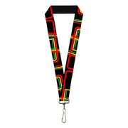Lanyard - 1.0" - Maze Lines Black Rasta Lanyards Buckle-Down