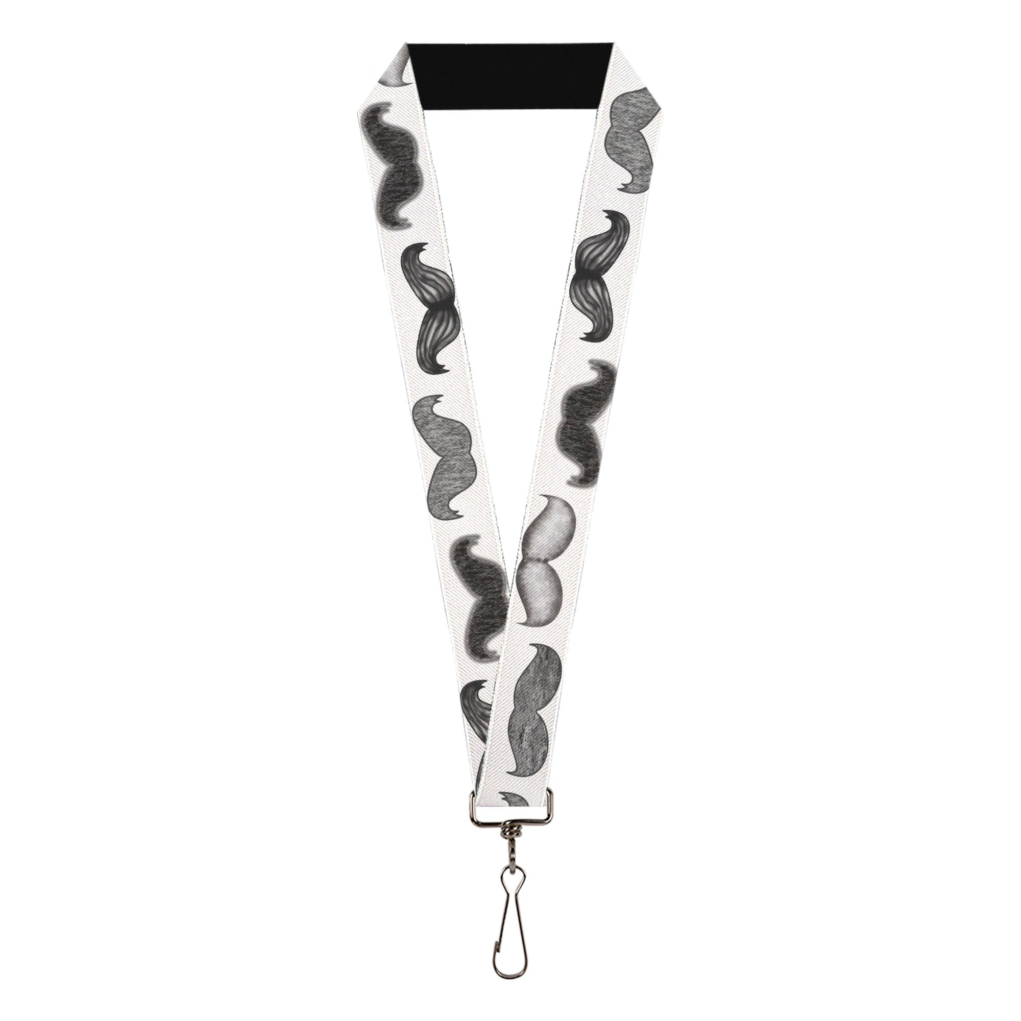 Lanyard - 1.0" - Mustaches White Sketch Lanyards Buckle-Down