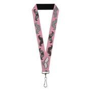 Lanyard - 1.0" - Mustaches Pink Sketch Lanyards Buckle-Down