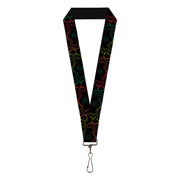 Lanyard - 1.0" - Mud Flap Girls w Star Outline Black Multi Color Lanyards Buckle-Down