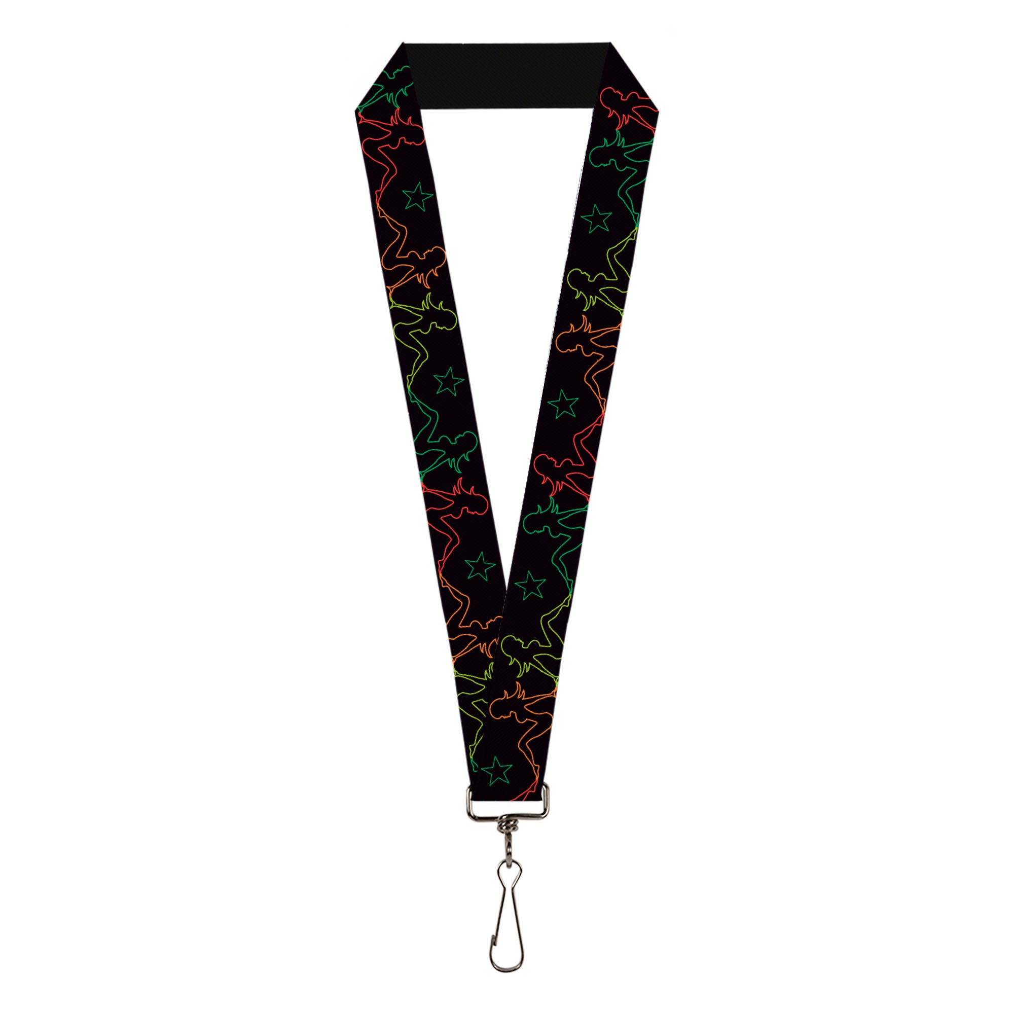 Lanyard - 1.0" - Mud Flap Girls w Star Outline Black Multi Color Lanyards Buckle-Down
