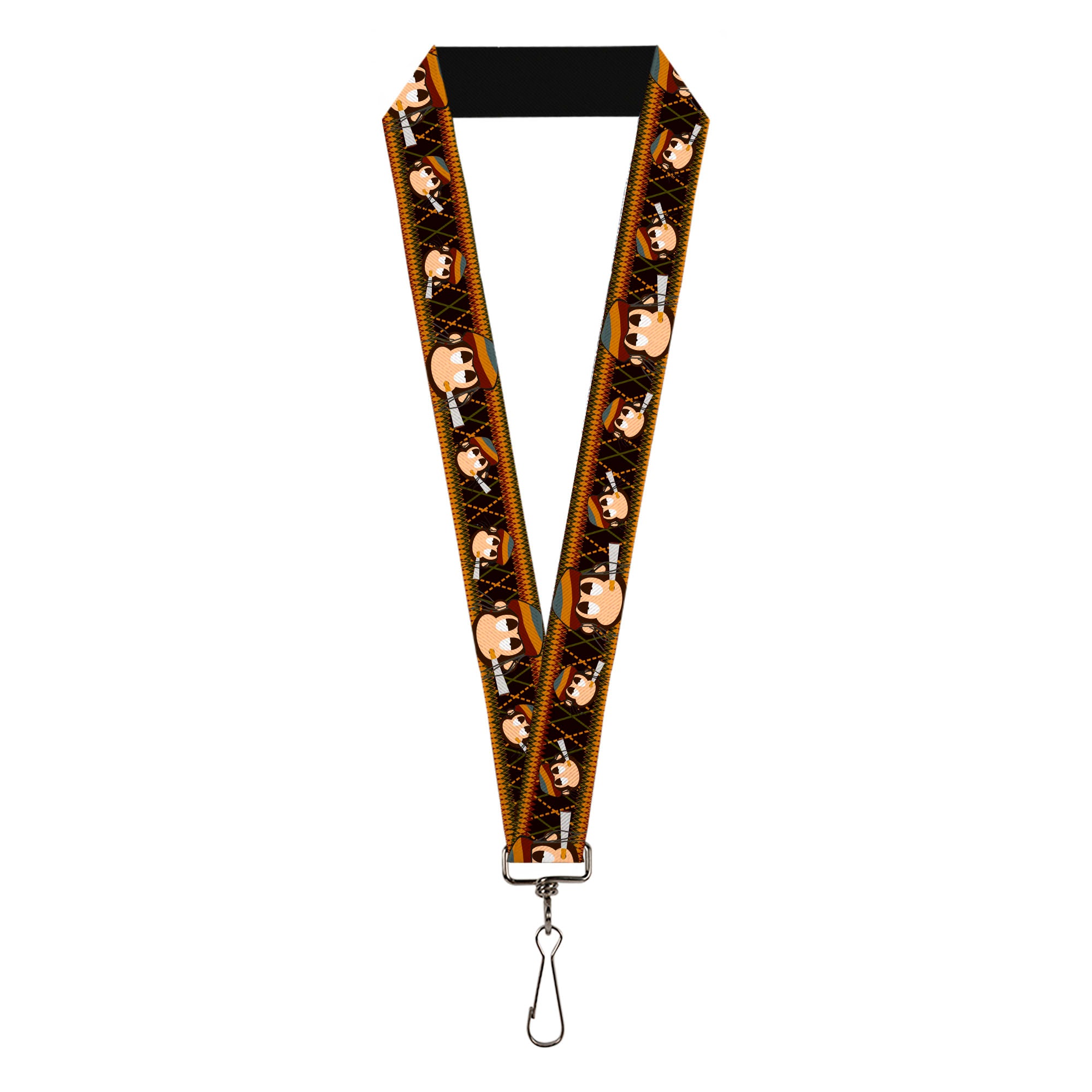 Lanyard - 1.0" - Multi Smoking Monkey Argyle Brown Lanyards Buckle-Down