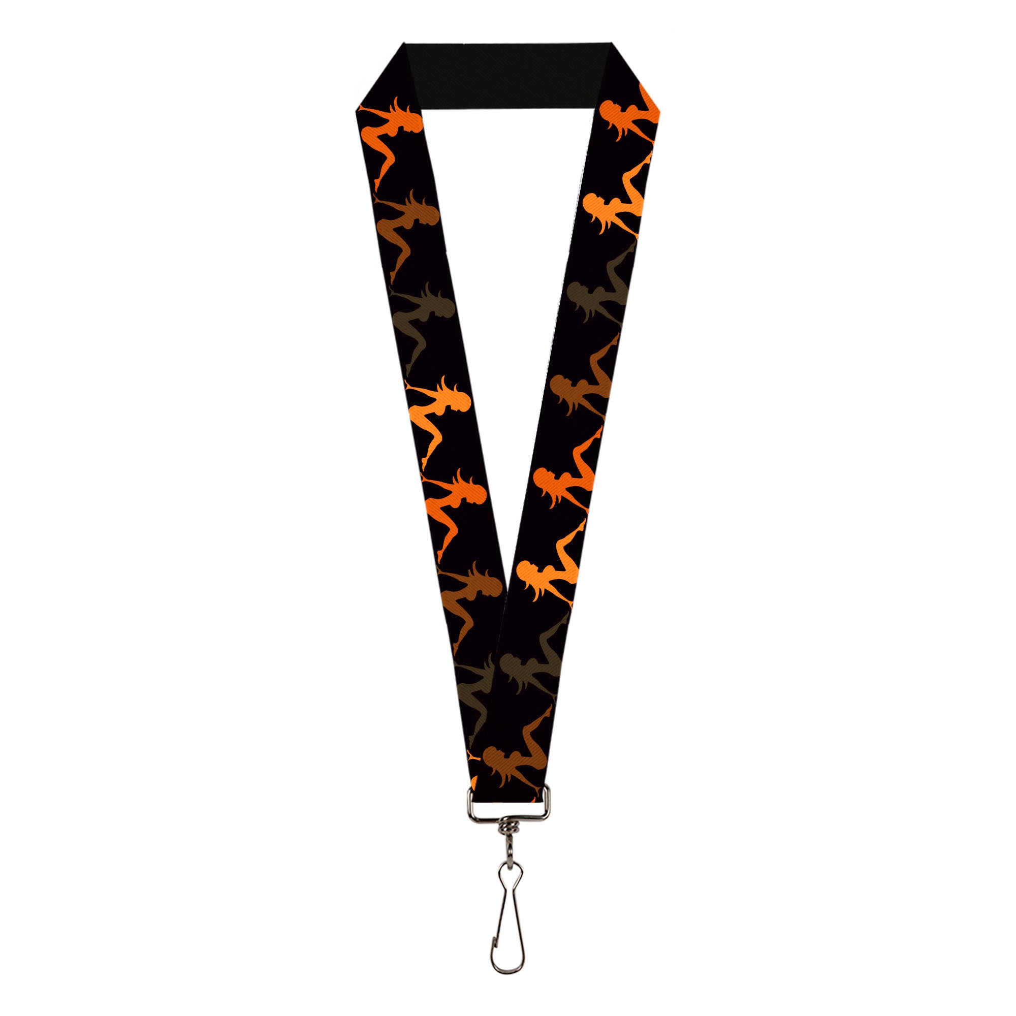 Lanyard - 1.0" - Mud Flap Girl Repeat Black Orange Fade Lanyards Buckle-Down