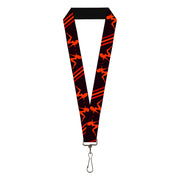 Lanyard - 1.0" - Mud Flap Girls w Stripes Black Red Orange Lanyards Buckle-Down