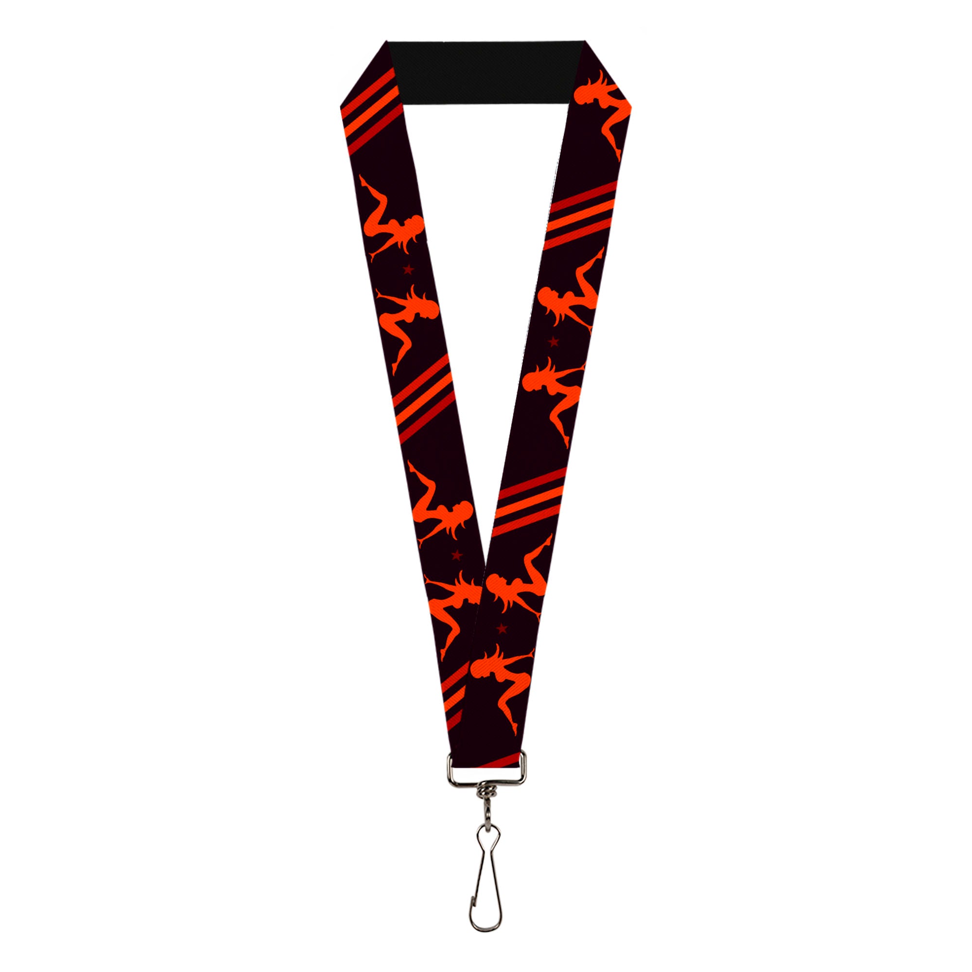 Lanyard - 1.0" - Mud Flap Girls w Stripes Black Red Orange Lanyards Buckle-Down