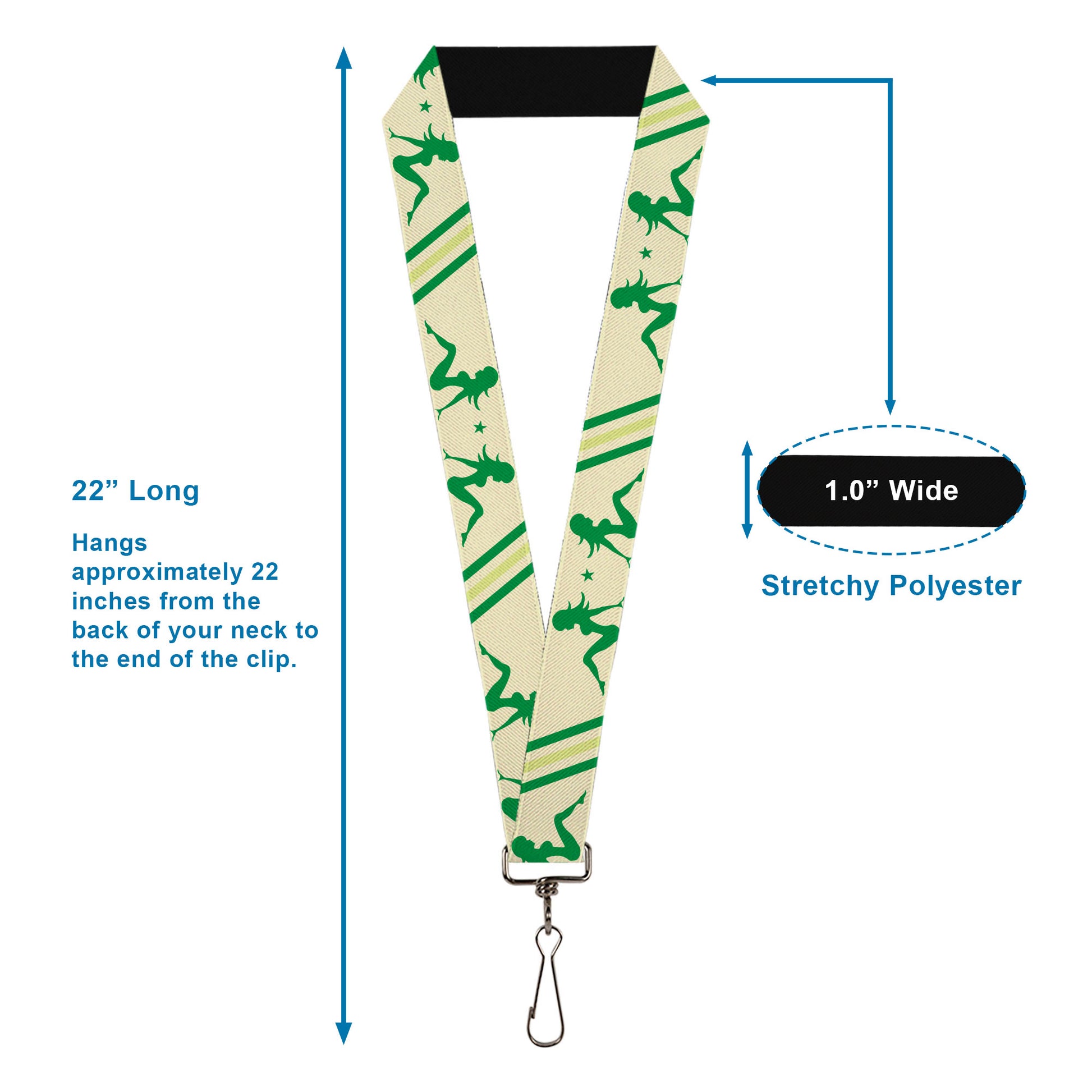 Lanyard - 1.0" - Mud Flap Girls w Stripes Tan Green Lime Green Lanyards Buckle-Down