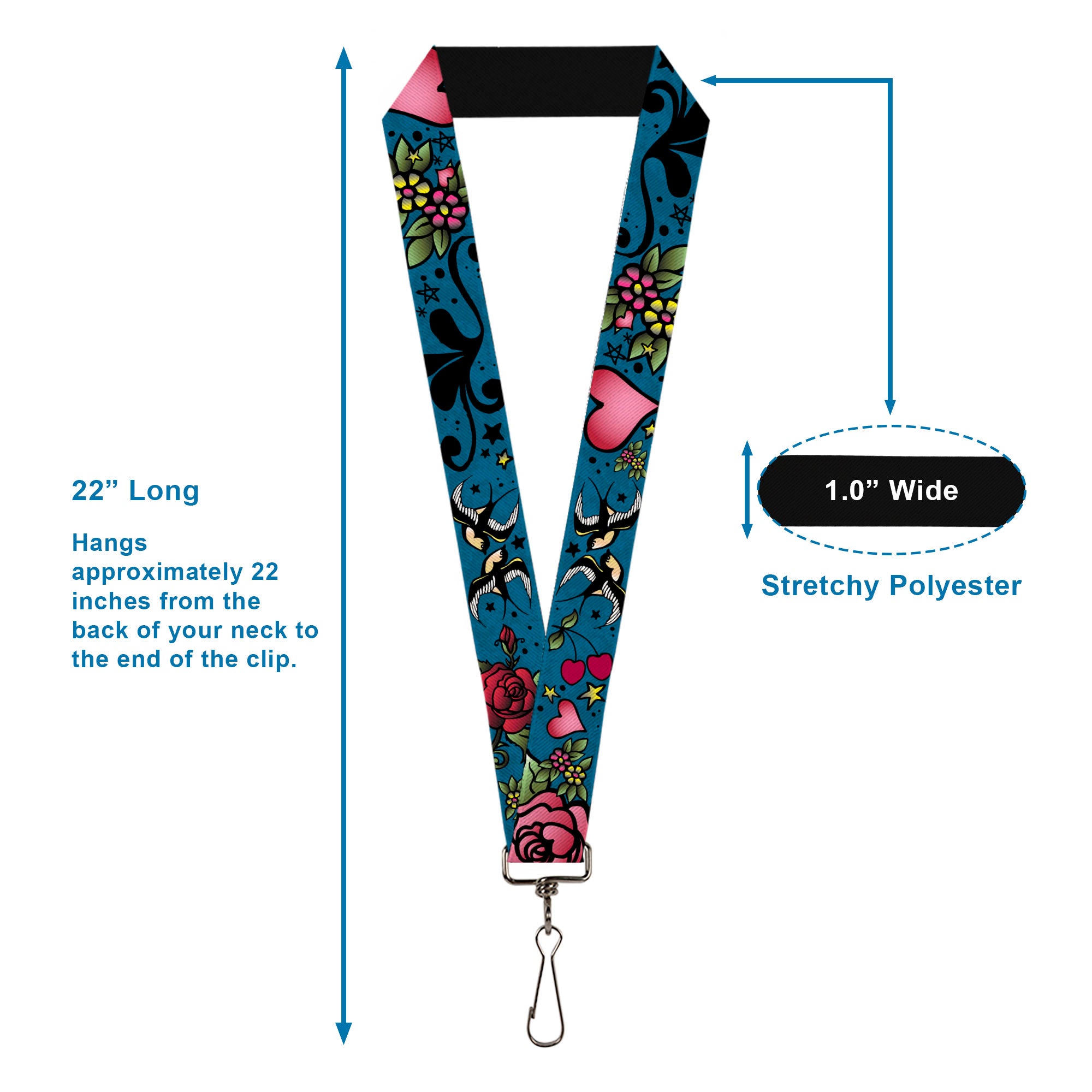 Lanyard - 1.0" - Mom & Dad CLOSE-UP Blue w Sparrows Lanyards Buckle-Down