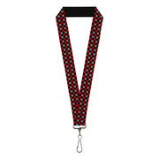 Lanyard - 1.0" - Mini Checker Black Gray 3 Red Lanyards Buckle-Down