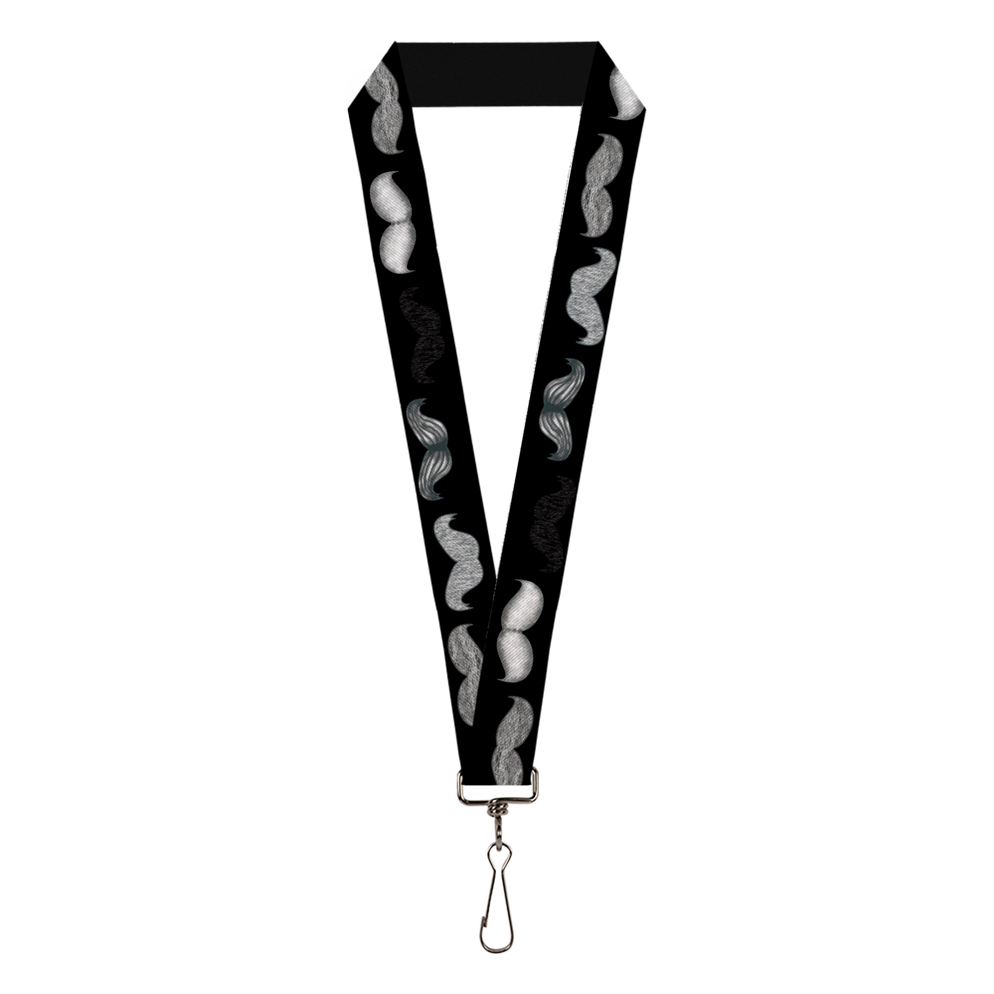 Lanyard - 1.0" - Mustache Sketch Black White Lanyards Buckle-Down