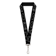 Lanyard - 1.0" - Mustache Outlines Black White Lanyards Buckle-Down