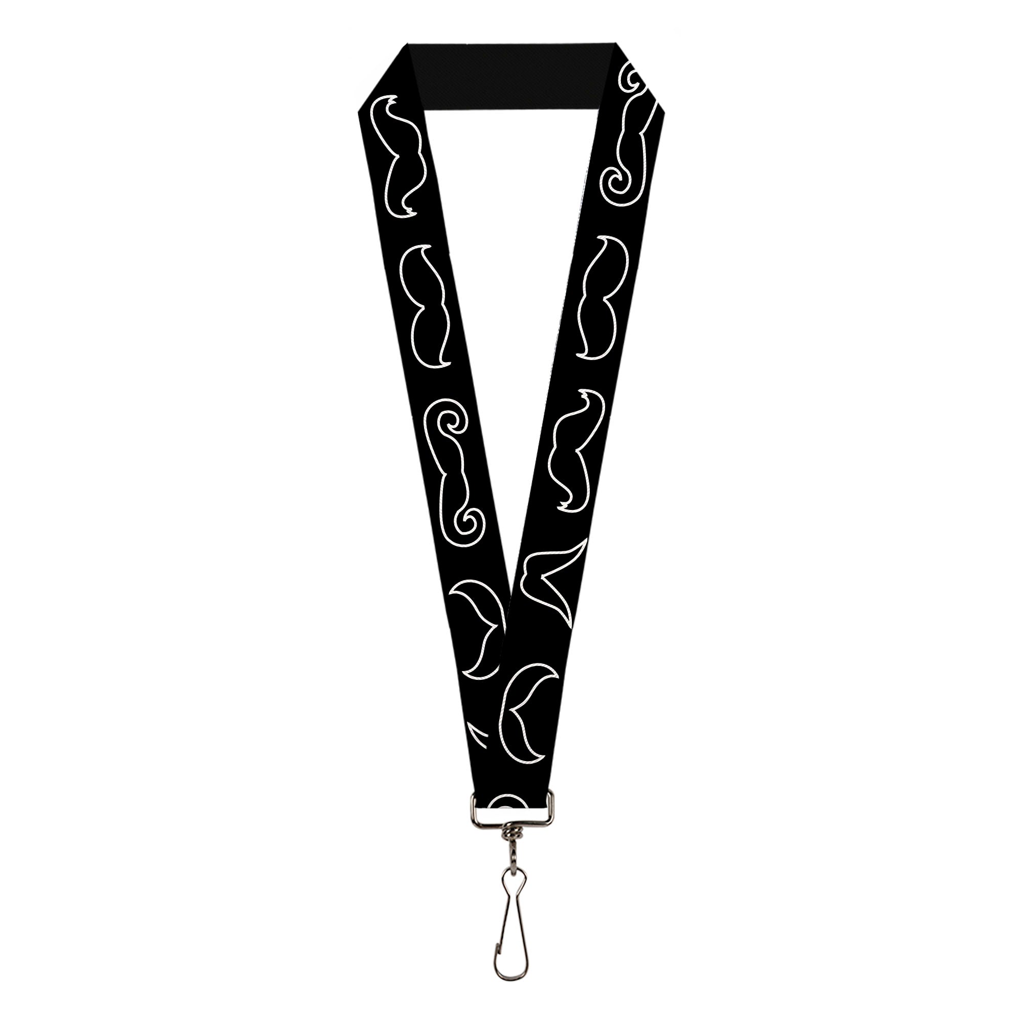 Lanyard - 1.0" - Mustache Outlines Black White Lanyards Buckle-Down