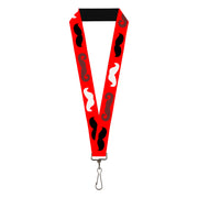 Lanyard - 1.0" - Mustaches Red Brown White Black Lanyards Buckle-Down