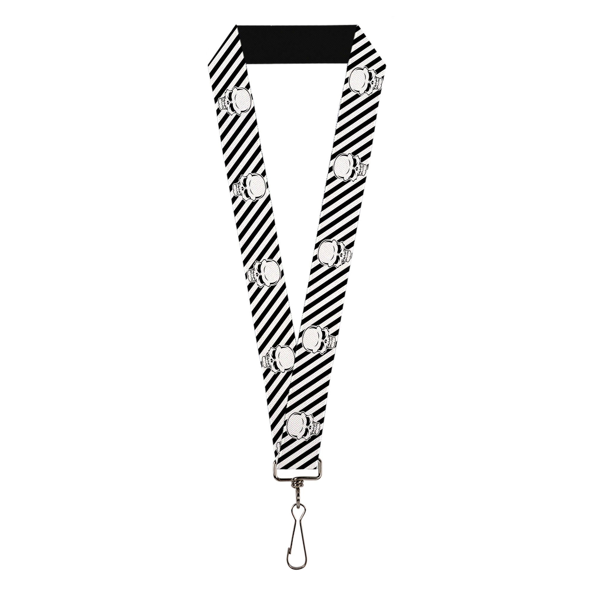 Lanyard - 1.0" - Metal Skull Black White Lanyards Buckle-Down