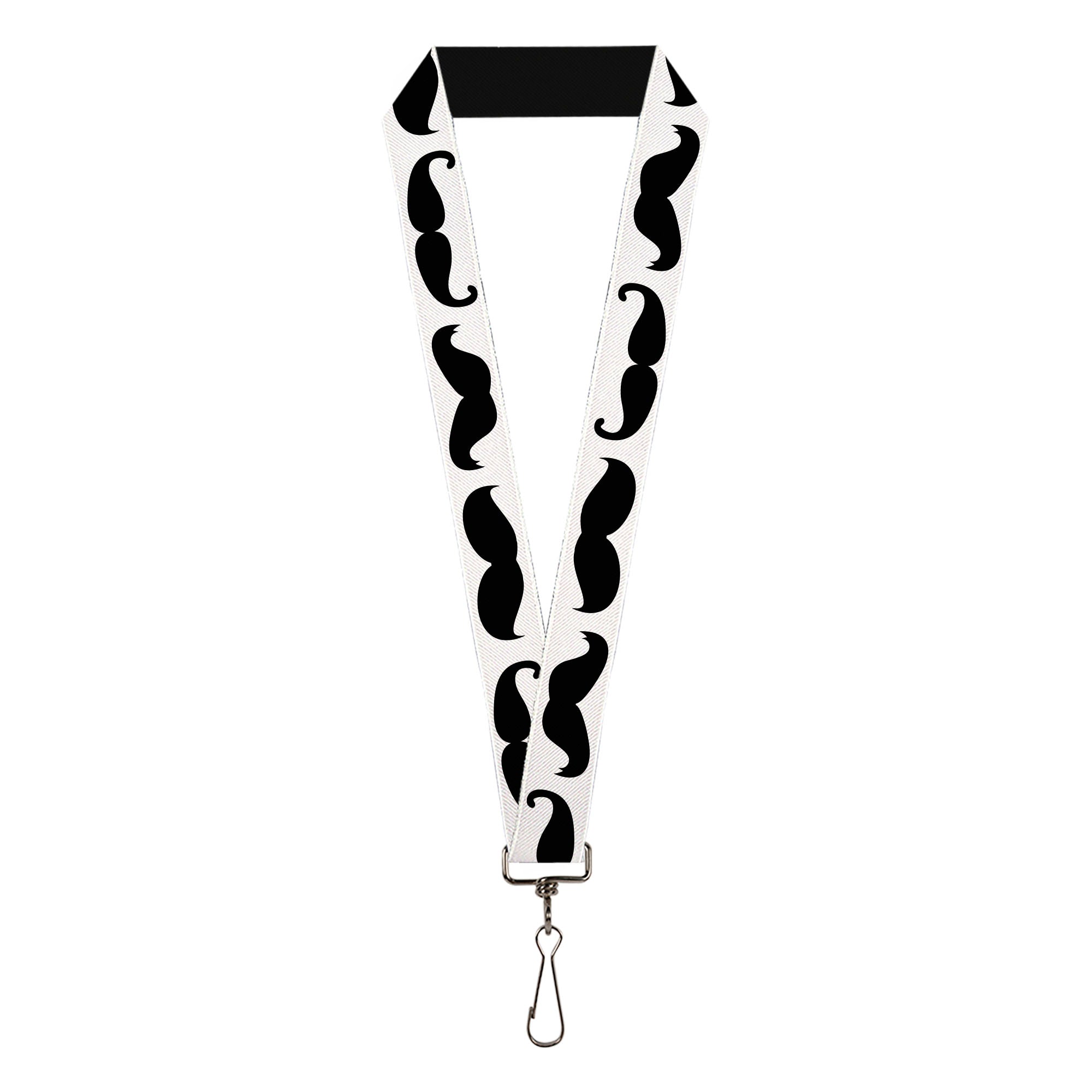 Lanyard - 1.0" - Multi Mustaches Sketch White Black Lanyards Buckle-Down