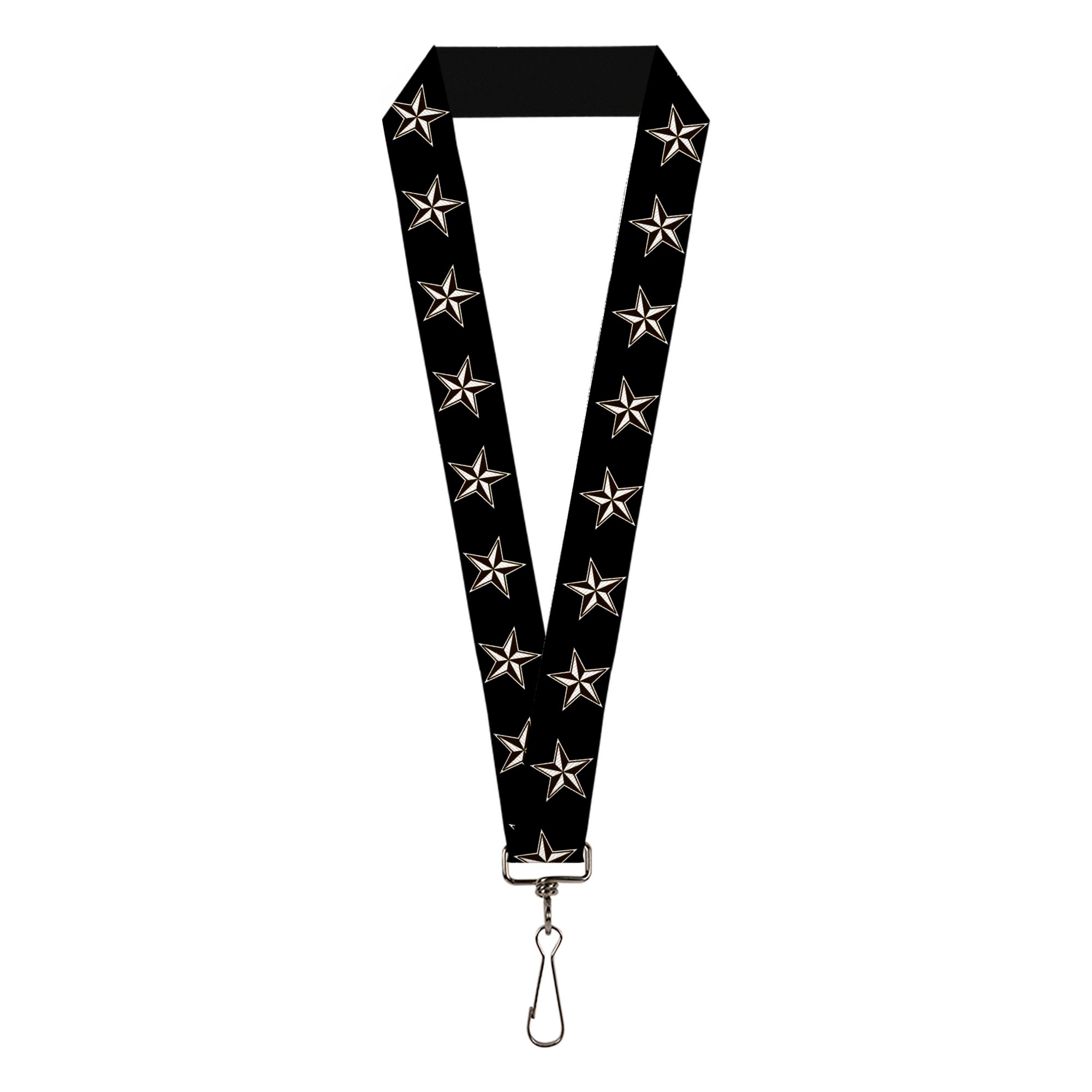 Lanyard - 1.0" - Nautical Star Black White Lanyards Buckle-Down