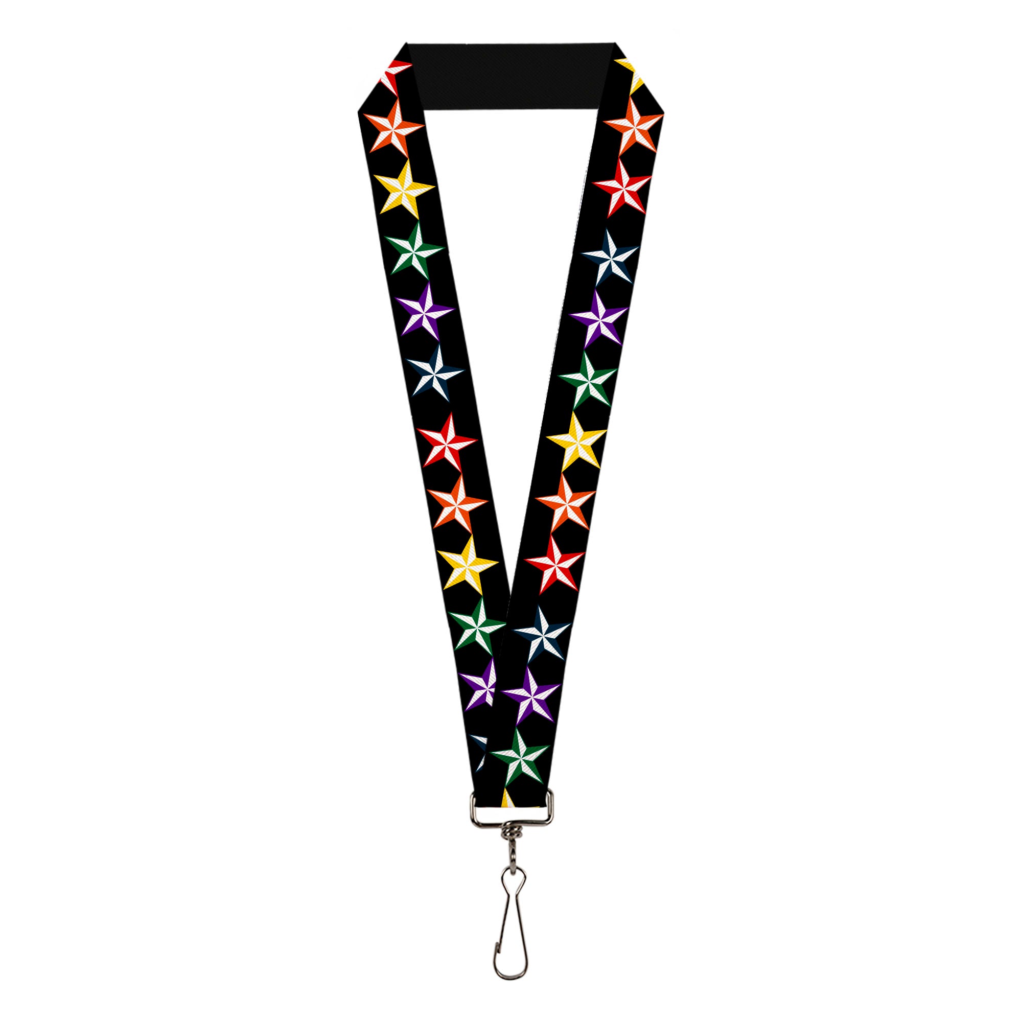 Lanyard - 1.0" - Nautical Star Black Multi Color Lanyards Buckle-Down