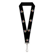 Lanyard - 1.0" - Nautical Star Black White Multi Color Lanyards Buckle-Down