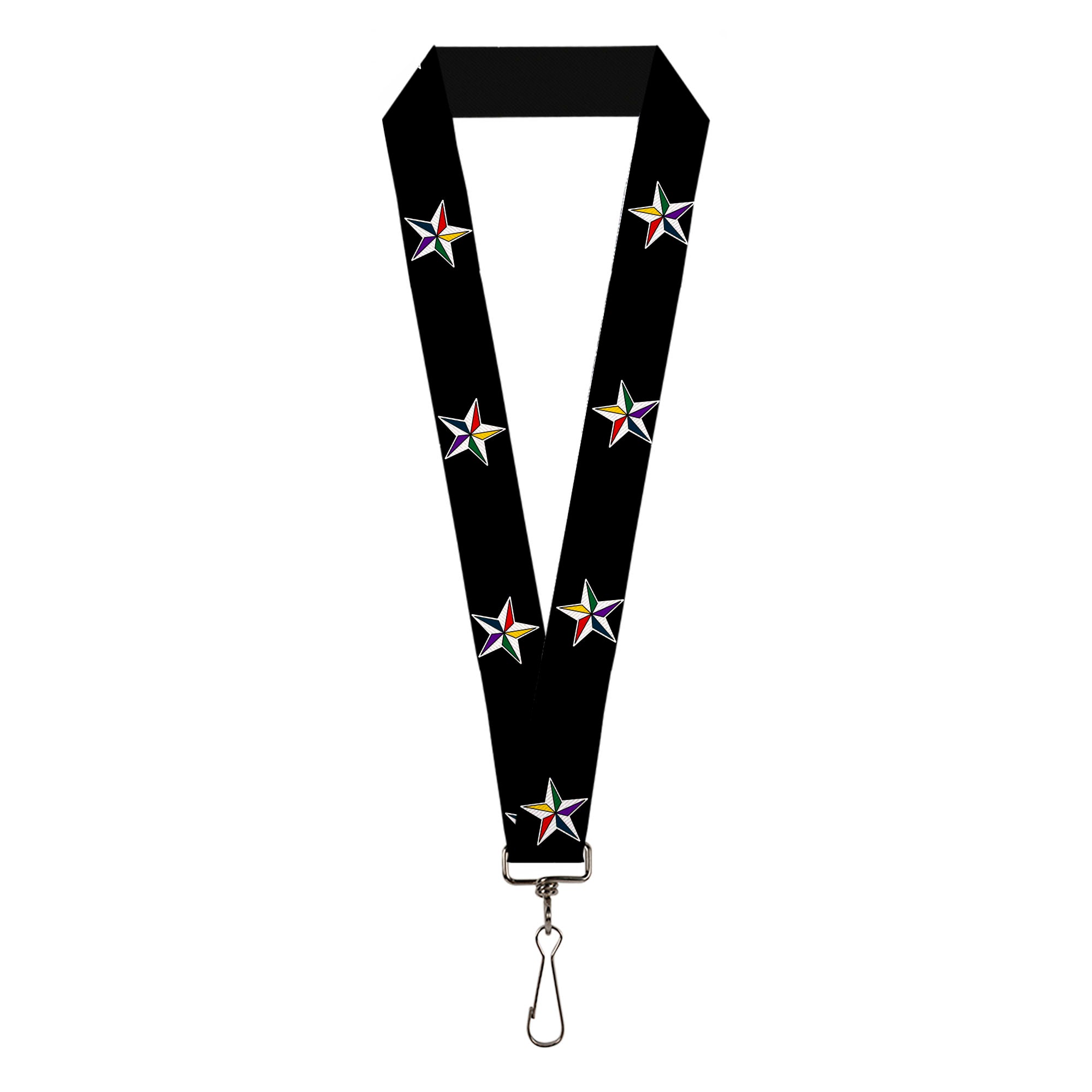 Lanyard - 1.0" - Nautical Star Black White Multi Color Lanyards Buckle-Down