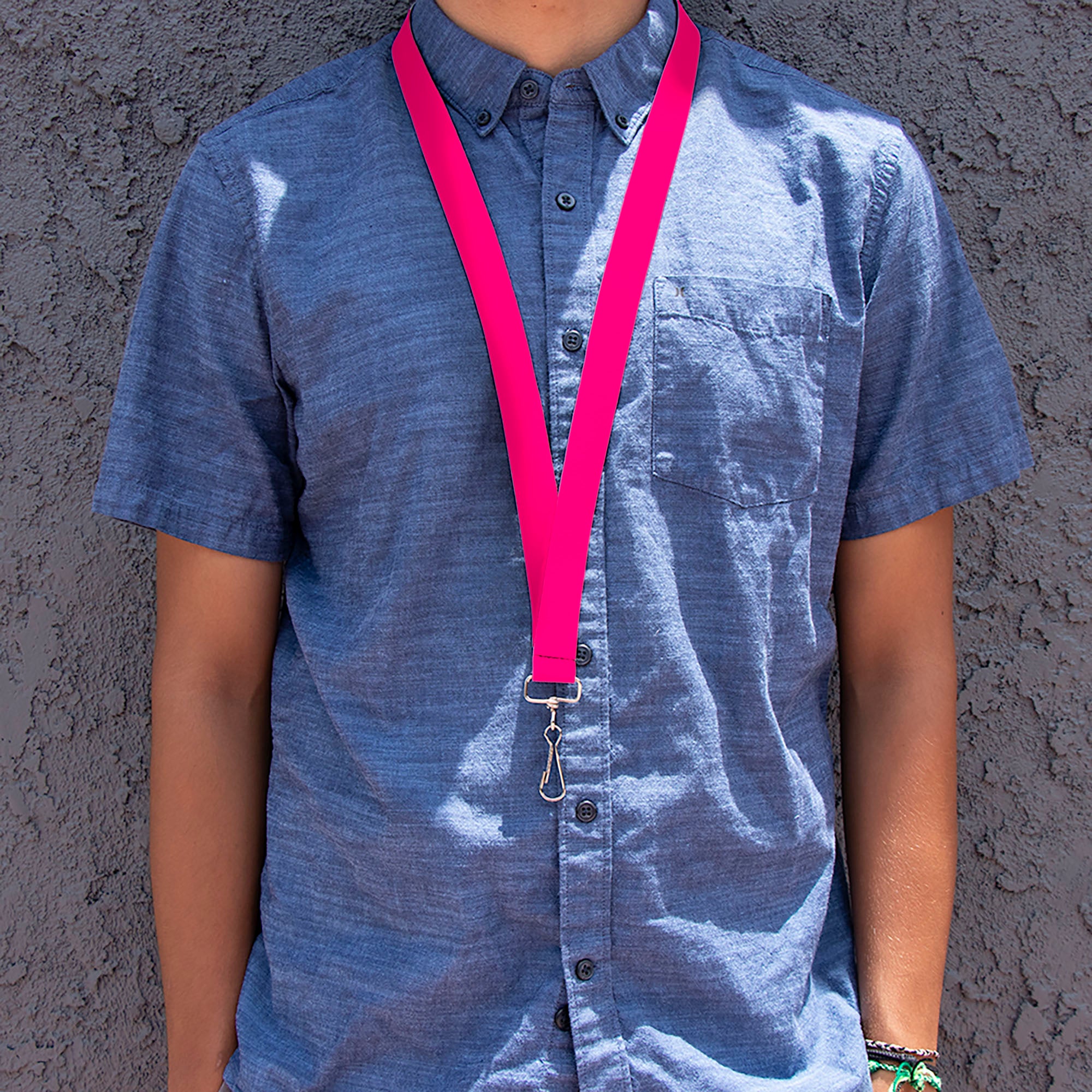 Lanyard - 1.0" - Neon Pink Print Lanyards Buckle-Down