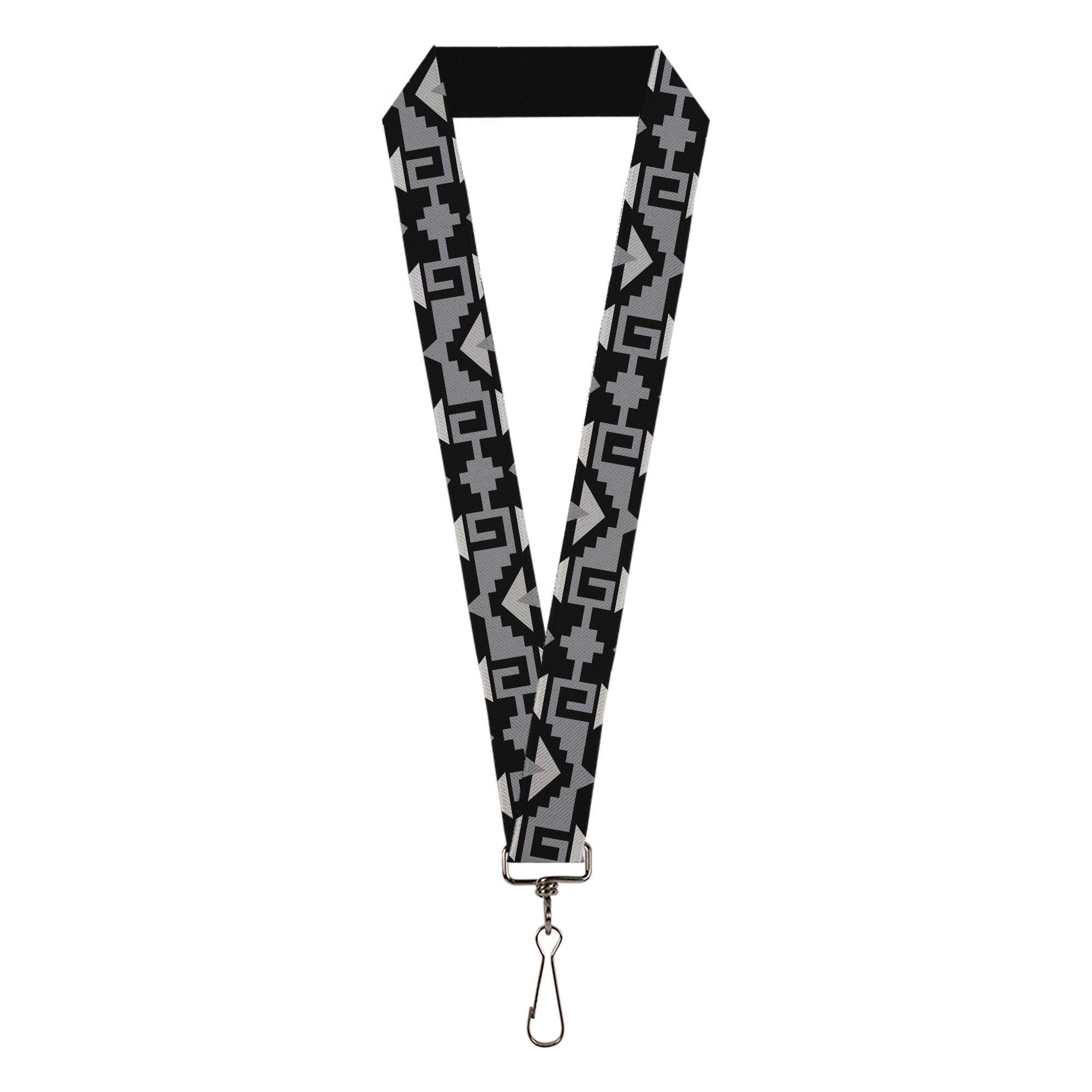 Lanyard - 1.0" - Navajo2 Black Gray Lanyards Buckle-Down
