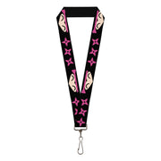 Lanyard - 1.0" - Ninja Star Black Pink Lanyards Buckle-Down