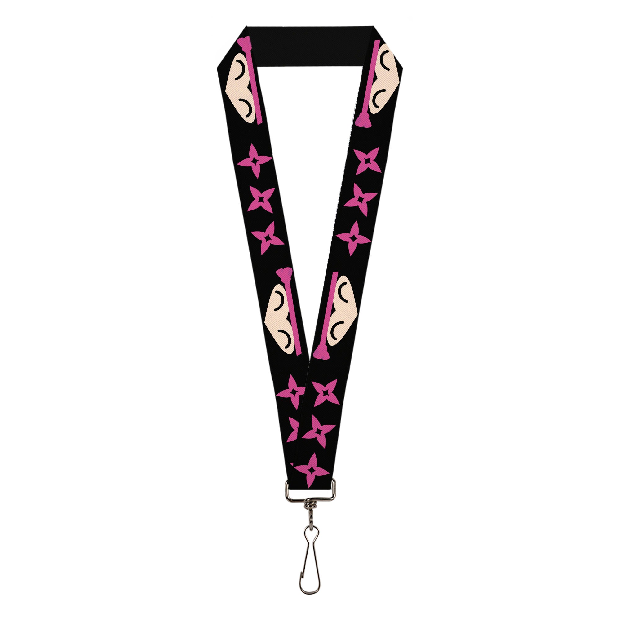Lanyard - 1.0" - Ninja Star Black Pink Lanyards Buckle-Down