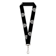 Lanyard - 1.0" - Native American Skull Black White Lanyards Buckle-Down