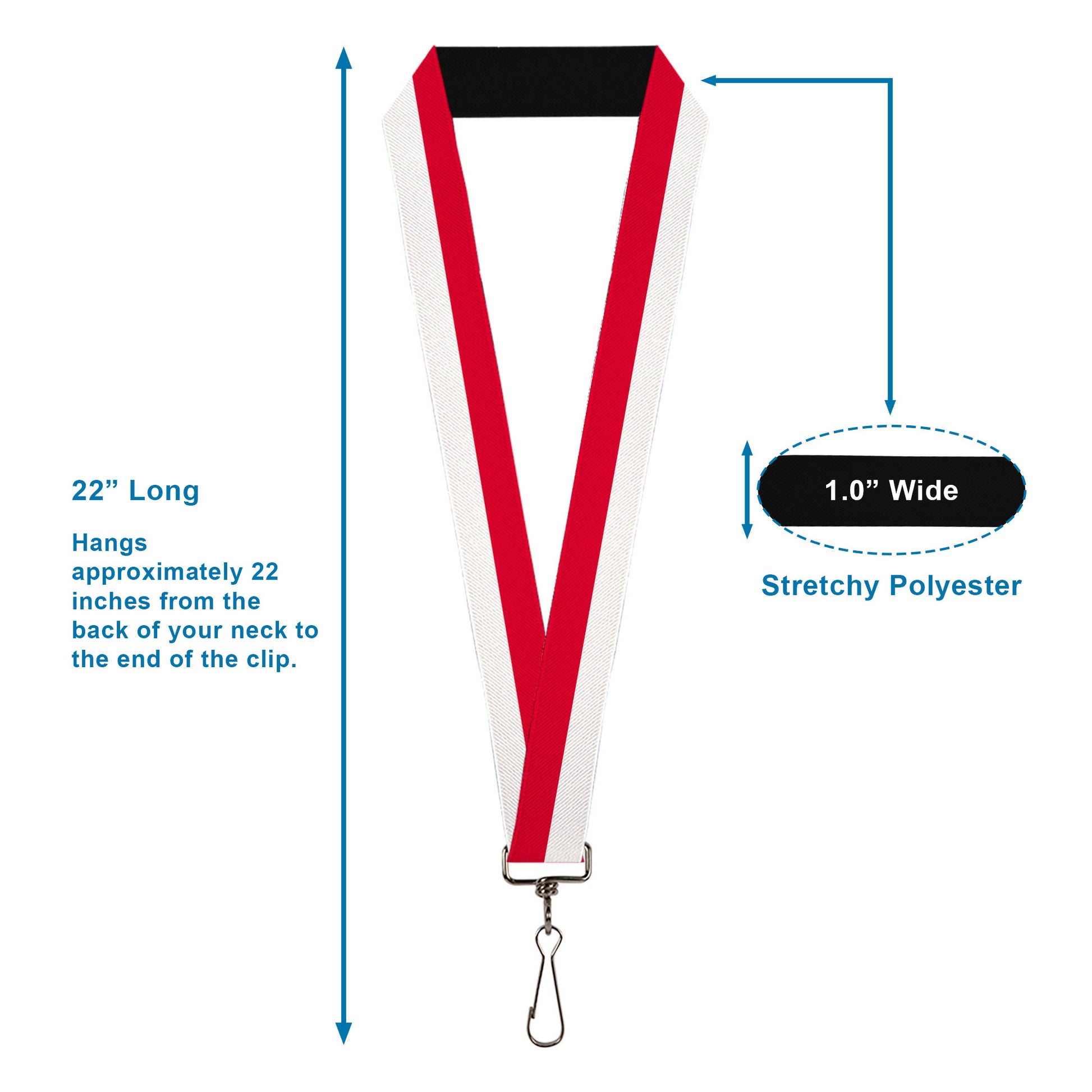 Lanyard - 1.0" - North Carolina Flag Stripe Red White Lanyards Buckle-Down