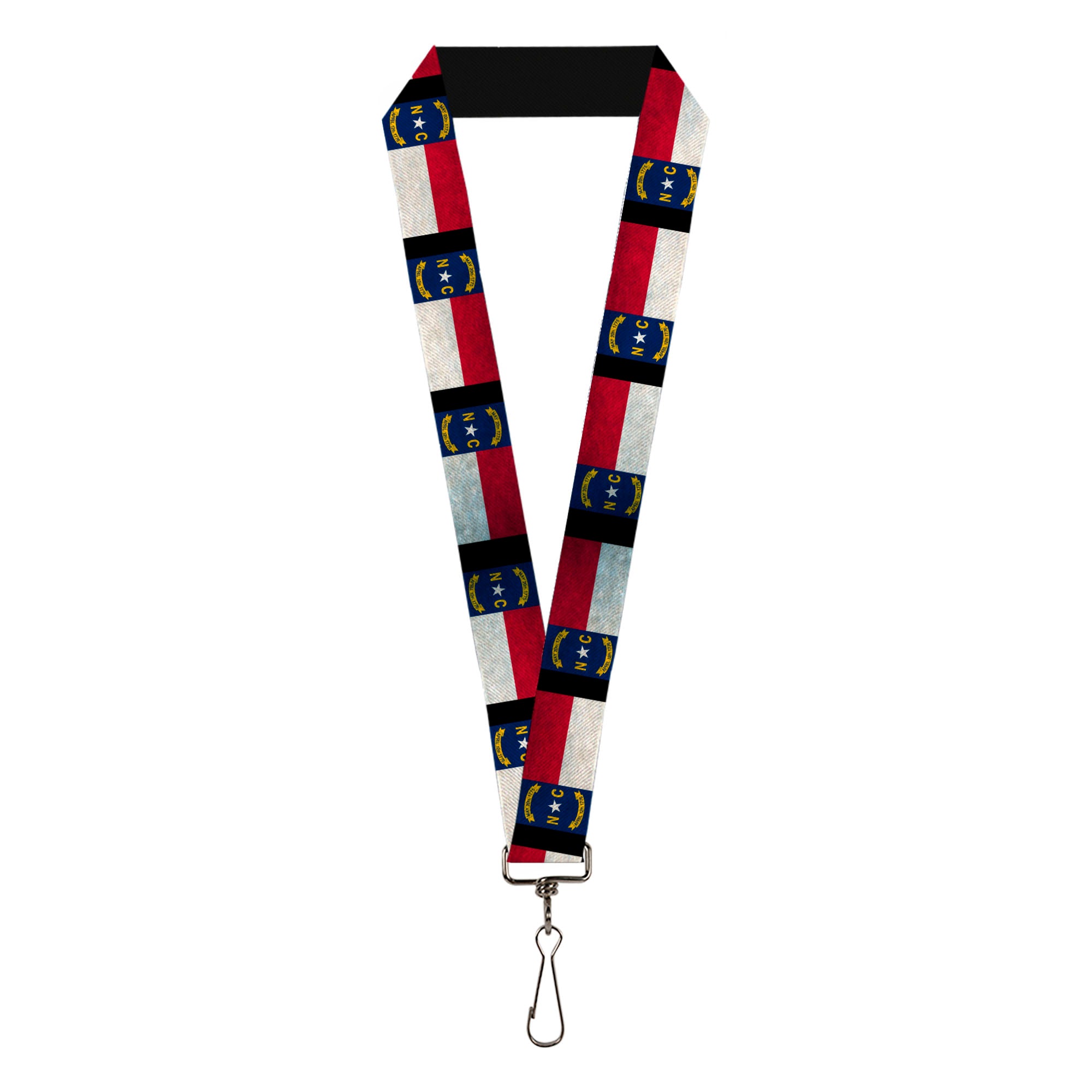 Lanyard - 1.0" - North Carolina Flag Distressed Black Lanyards Buckle-Down