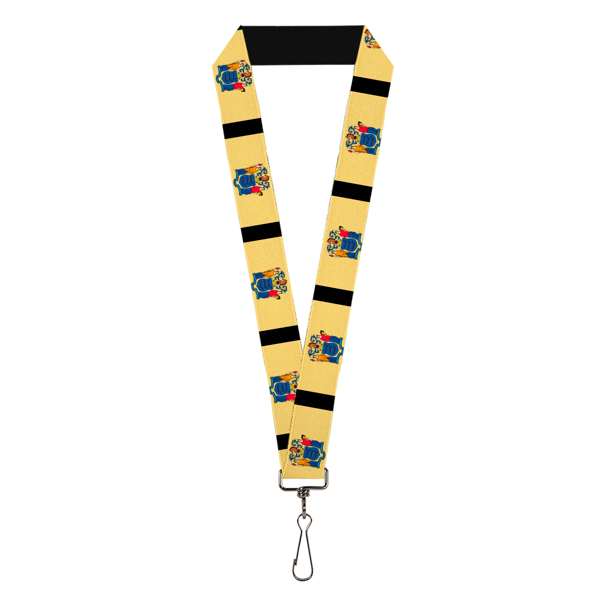 Lanyard - 1.0" - New Jersey Flags Black Lanyards Buckle-Down