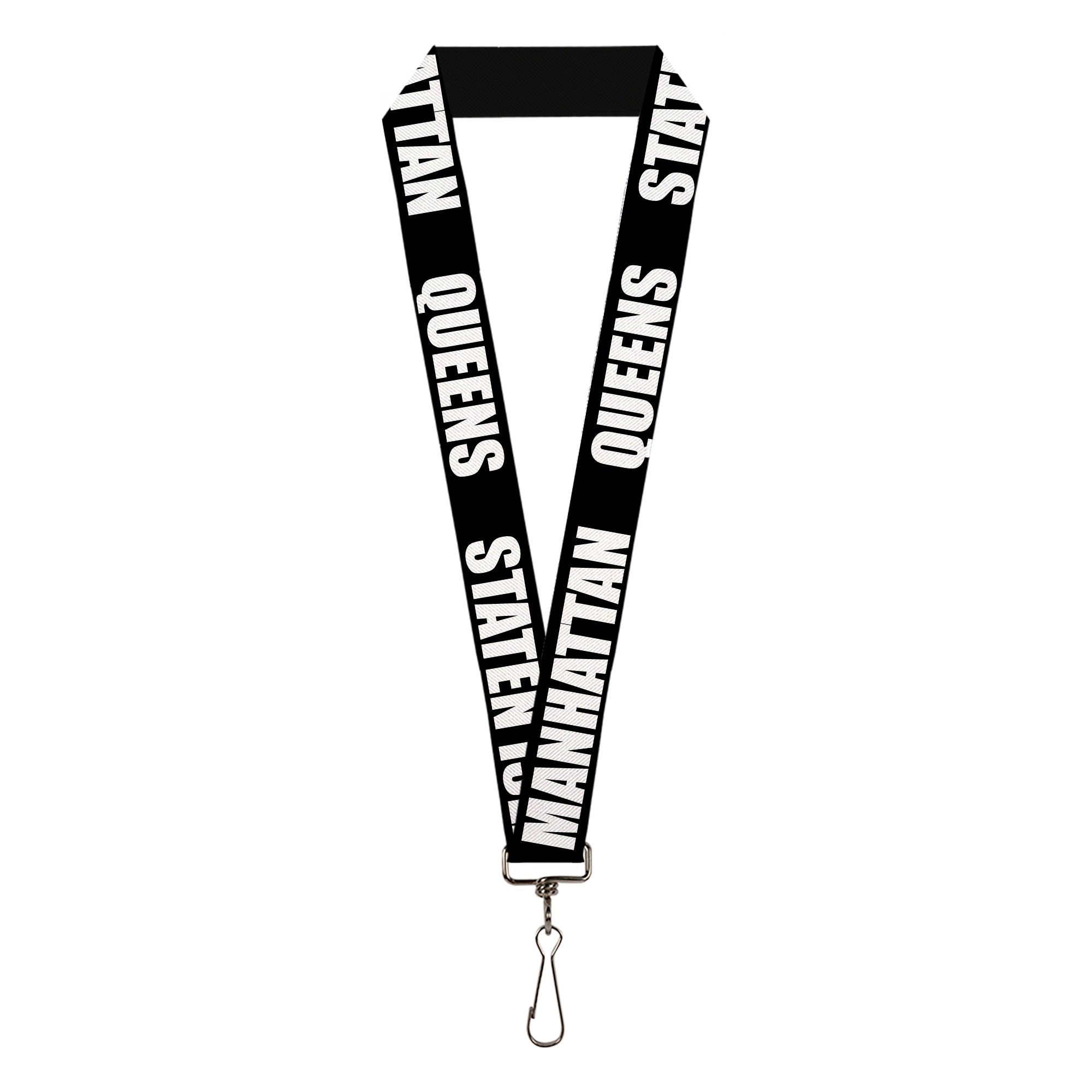 Lanyard - 1.0" - New York's Five Burroughs Bold Black White Lanyards Buckle-Down