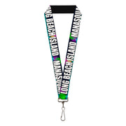 Lanyard - 1.0" - New Jersey Shore Towns Black Multi Color White Lanyards Buckle-Down