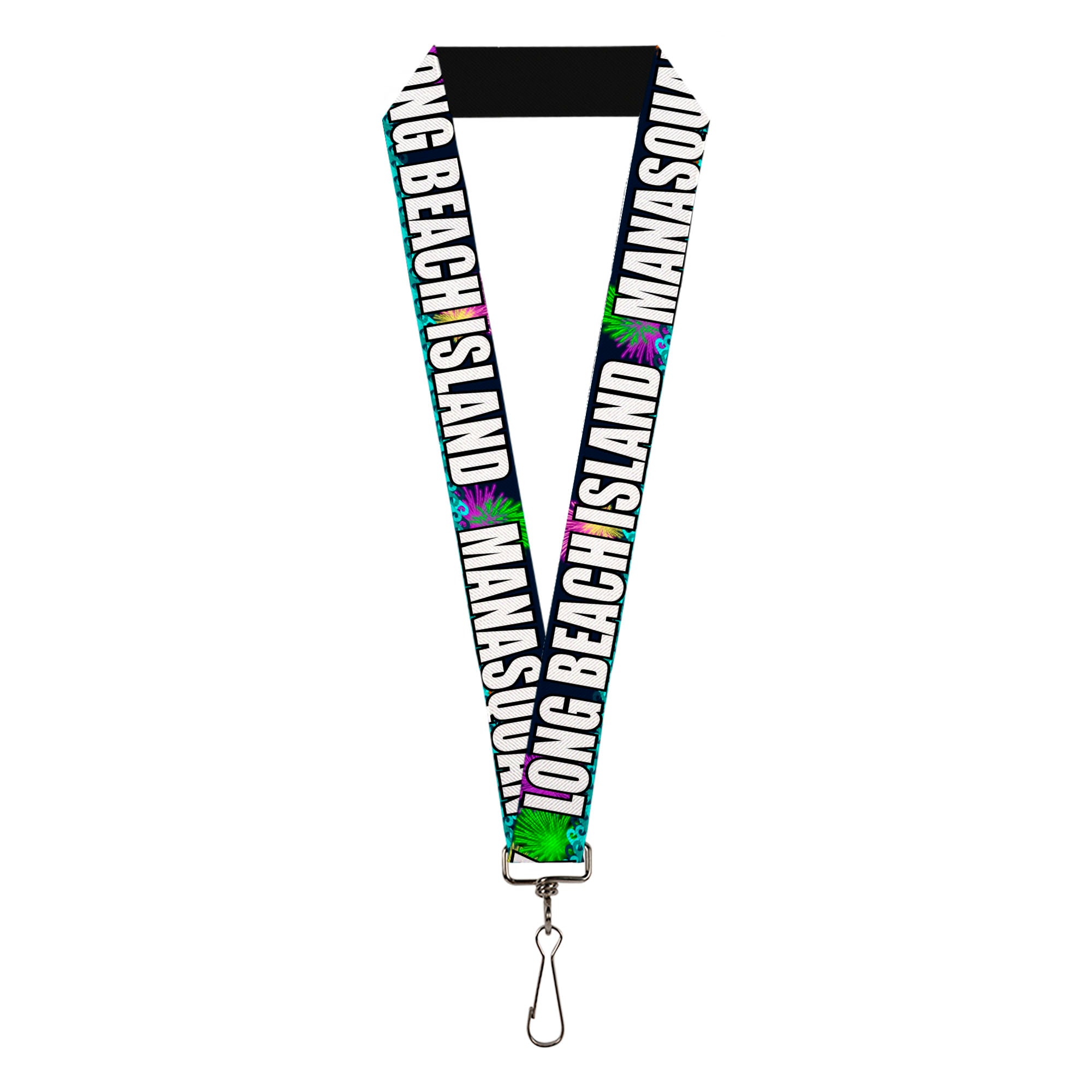Lanyard - 1.0" - New Jersey Shore Towns Black Multi Color White Lanyards Buckle-Down