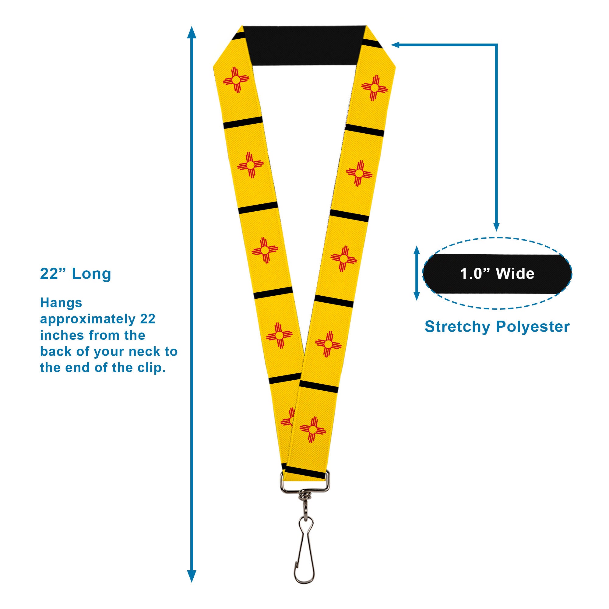 Lanyard - 1.0" - New Mexico Flag Black Lanyards Buckle-Down
